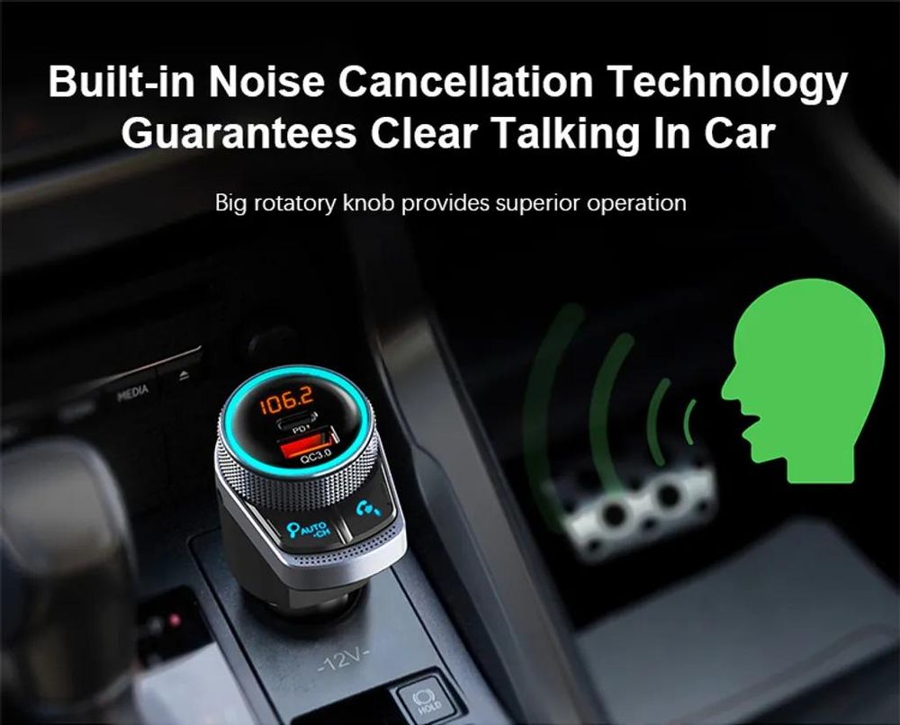 Feegar Q300 Pro FM Transmitter Bluetooth Stereo AUX Auto-Search QC3.0 PD 38W Auto Ladegerät USB HD Mikrofon Typ C PD 3.0/4.0 Siri Assistant Zeigt den