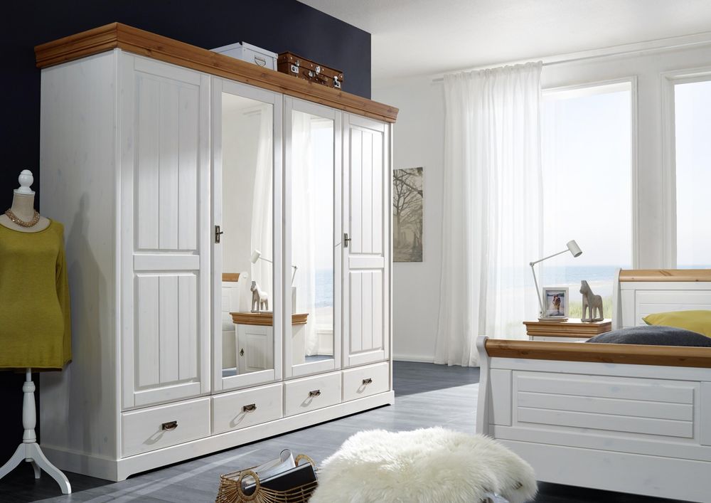 Lebenswert Kleiderschrank SZ-0132 – Kleiderschrank mit Spiegeltüren und flexiblem Stauraum