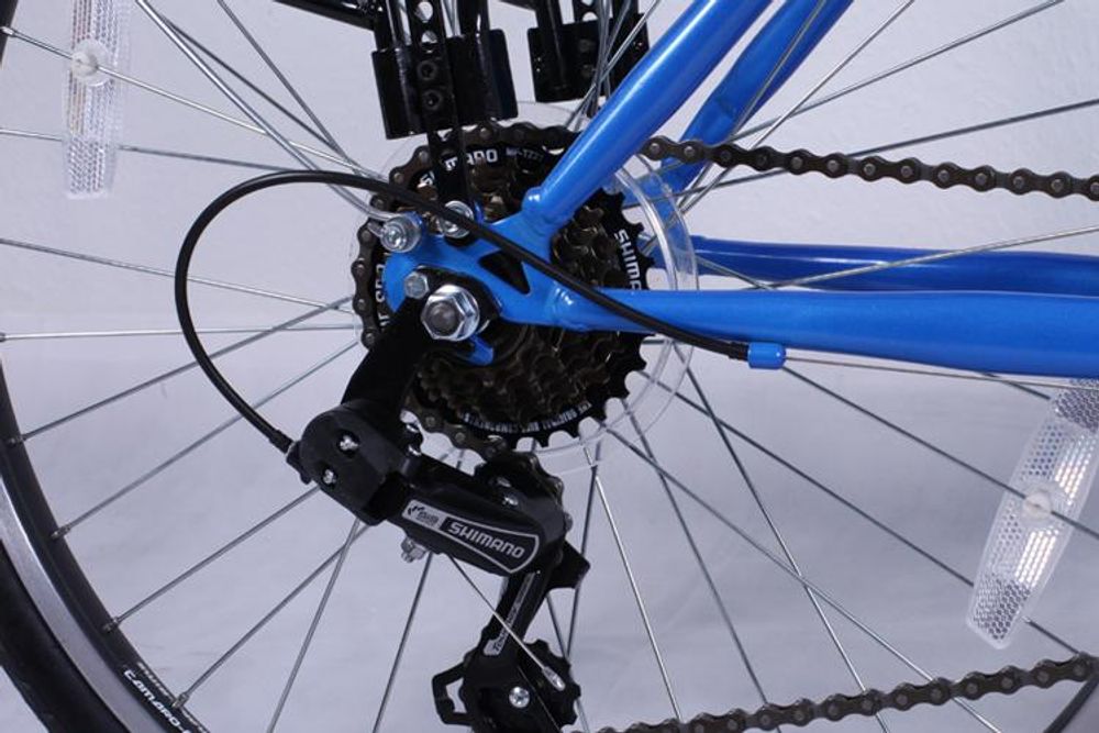 24 Zoll Kinderfahrrad SHIMANO 21 Gang 24" Fahrrad Blau Vorder- + Rücklicht TMX