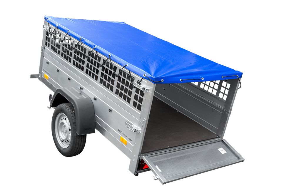 Pkw Planen Anhänger GARDEN TRAILER 200 KIPP mit Laubgitteraufsatz, Stützrad, Flachplane