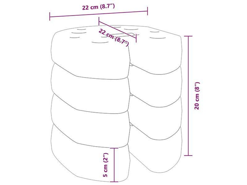 vidaXL Poids pour pavillon 4 pcs. noir 220x50 mm béton