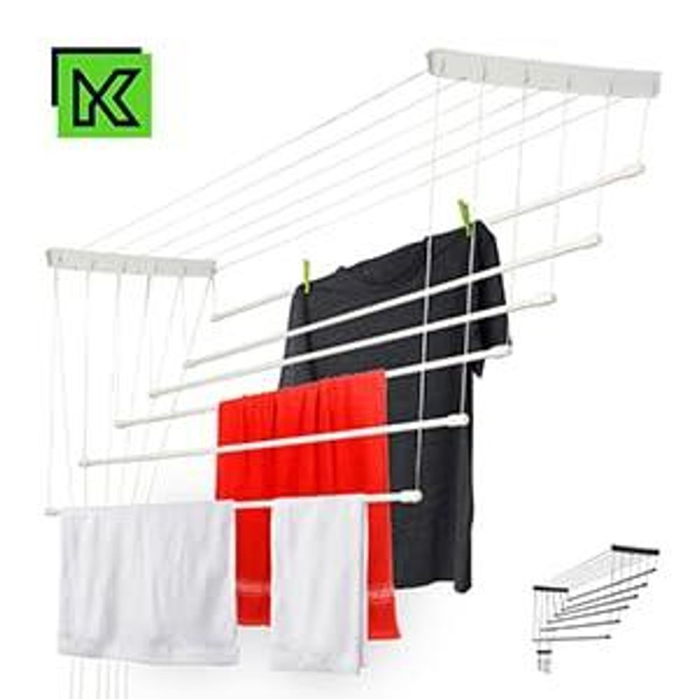 KADAX Deckenwäschetrockner "Torp", Deckentrockner Traglast 12kg, 6 Stäbe, 140 cm, weiß