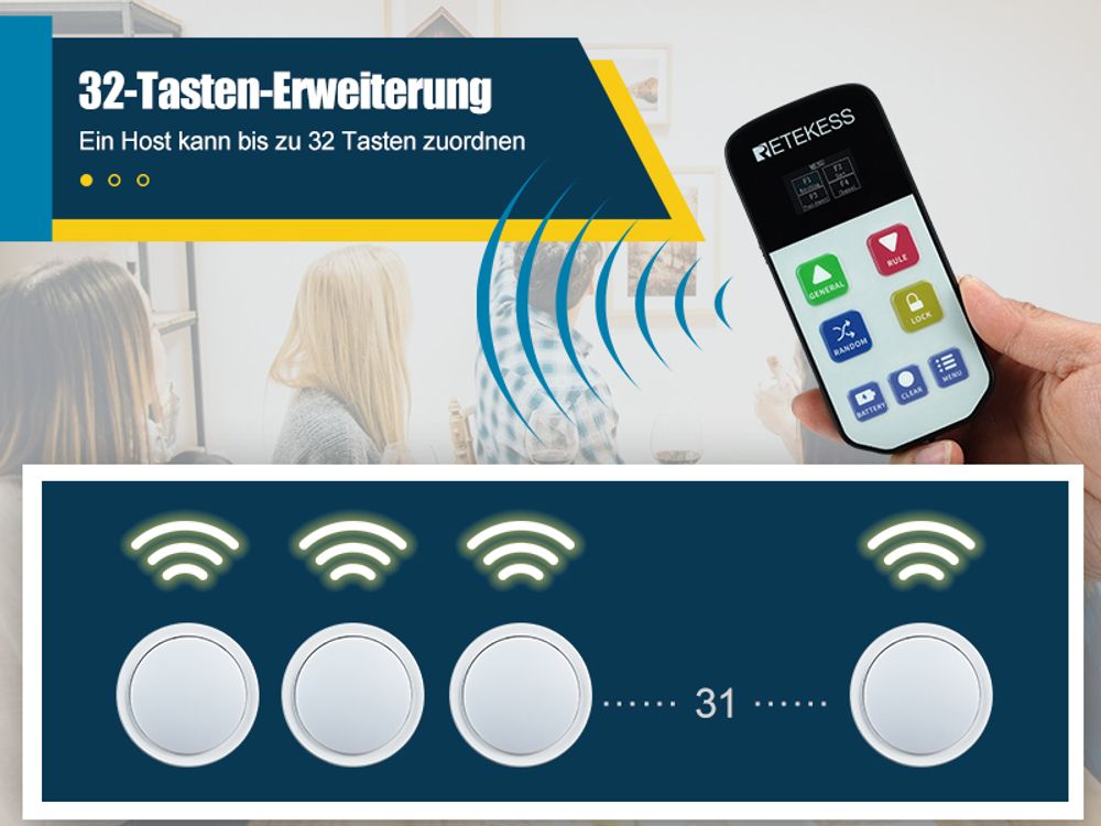 Retekess Quiz-Buzzer-System TM102 für Schulwettbewerbe, Alarm, Unterricht im Klassenzimmer, Partys, Familienspiele, Antwort Buzzer, 3 Reaktionsmodi