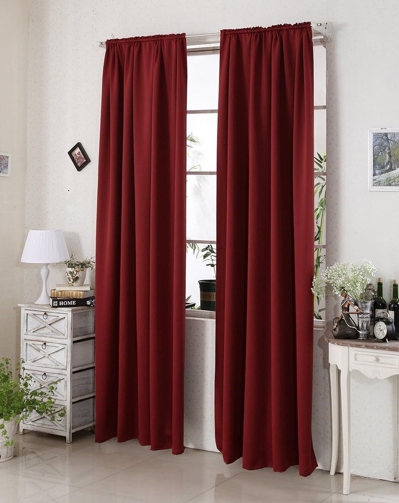 WOLTU 2er Set Gardine blickdicht 250 g/m² mit Kräuselband : Bordeaux 135x175 cm Farbe: Bordeaux Größe: 135x175 cm
