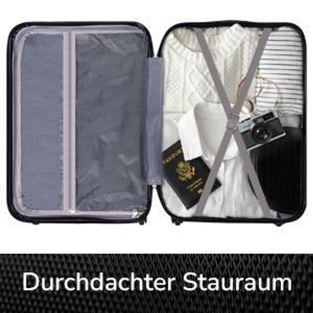 Devillo® Kofferset 4tlg. S-M-L-XL, Champagner - Trolley Koffer Reisekoffer Reisekofferset Gepäck Rollkoffer TSA 4 Rollen ABS-Hartschale Teleskopgriff
