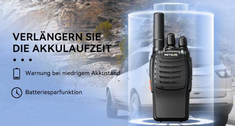 Retevis H777 Walkie Talkie, PMR Funkgeräte Set Lizenzfrei, mit Taschenlampe, Robust, Notfall-Warnungen, VOX, Handfunkgerät für Familie Camping