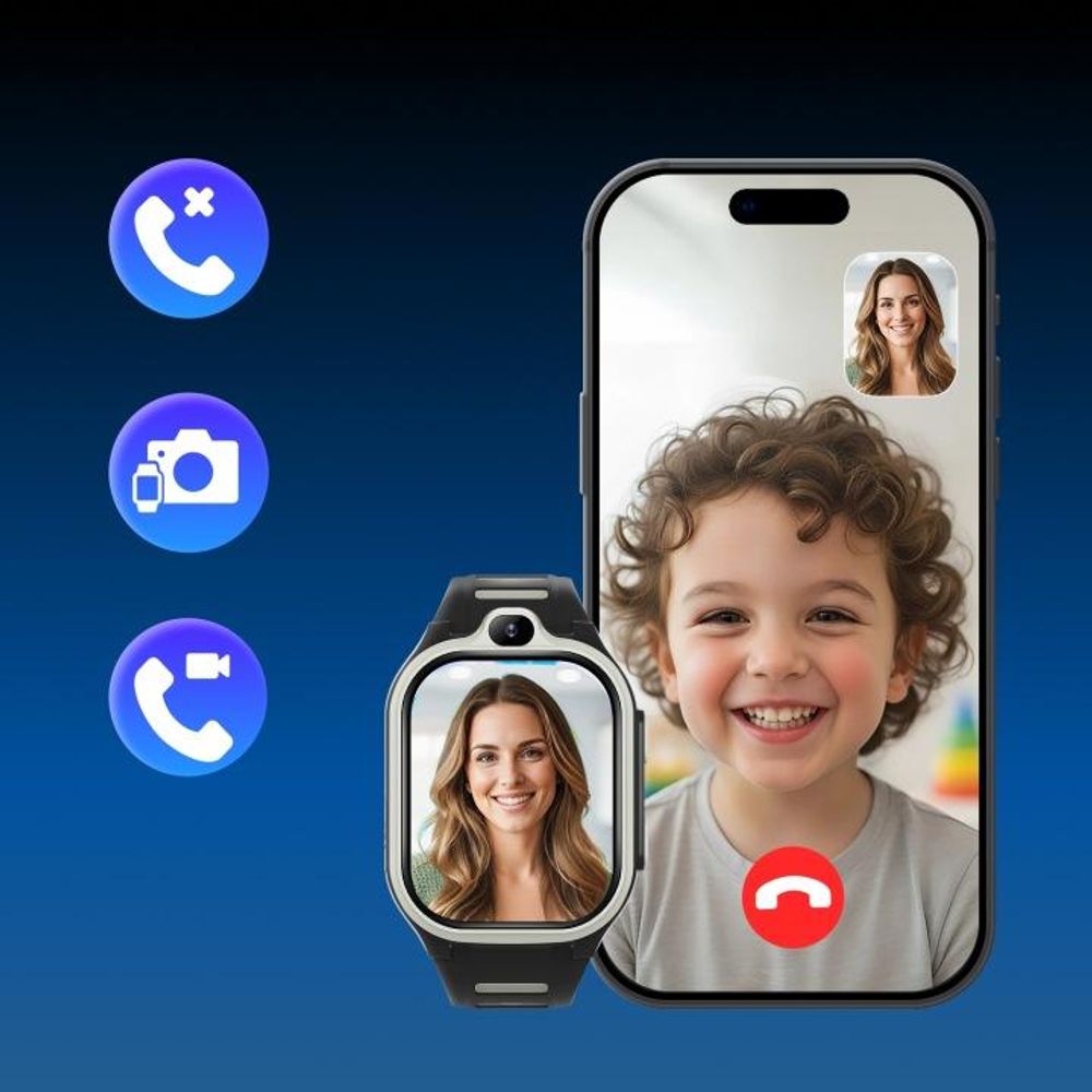 Smartwatch Forever GPS WiFi 4G Kids Boost KW-530 Czarny AI SOS IPS 2.0" nanoSIM 2Mpx G-Sensor IP67 GeoFencing VideoCall 800 mAh