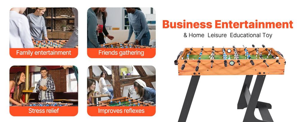 VEVOR Klappfußballtisch, 42 Zoll Standardgröße Fußballtisch, Indoor Vollgröße Fußballtisch für Zuhause, Familie und Spielzimmer, Fußball mit Fußballtisch-Set, inklusive 2 Bälle, 1065x605x810 mm