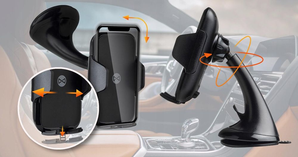Partel, Autohalterung für Smartphone mit Induktionsladung 10W, Schwarz