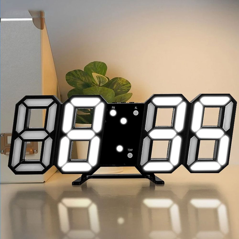 Digitaler Wecker 3D LED Digital Digitaluhr Wanduhr Datum 12h 24h USB Temperatur Alarm Clock Schlafzimmer Wohnzimmer Küche Büro Dimmbar Zeit Uhr Retoo