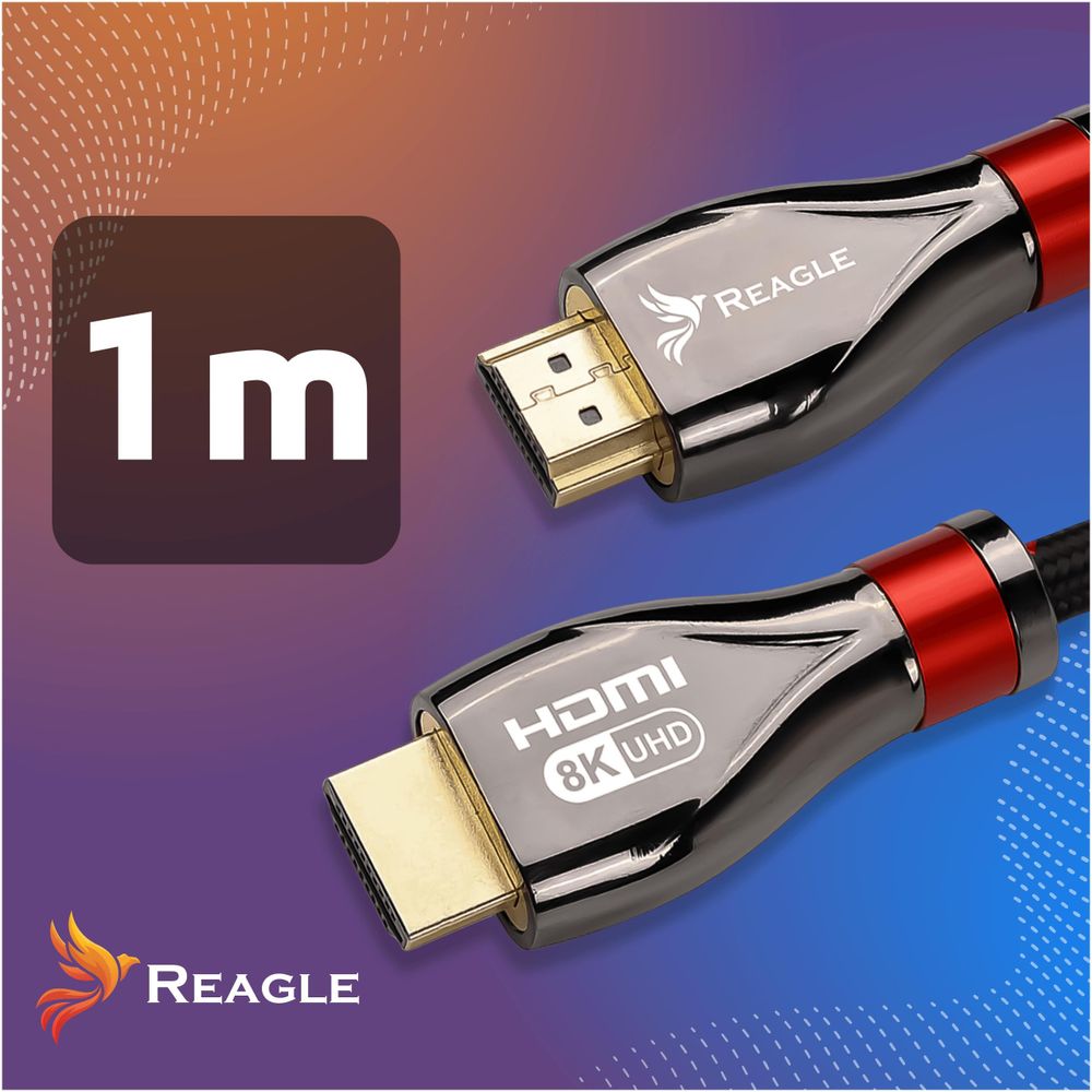 HDMI 2.1 Kabel 8K & 4K Ultra HD, Reagle Gaming, 48Gbps 8K@60Hz 4K@120Hz Kompatibel mit Konsole PS5 Xbox Series X S, OLED TV, DTS: X, HDCP 2.2 & 2.3,