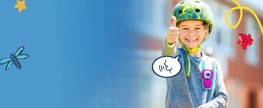 Retevis RT388 Walkie Talkie Kinder, Geschenke für Kinder ab 4-12 jahre, VOX, 10 Ruftöne, DCS/CTCSS, Spielzeug mit Taschen für Camping
