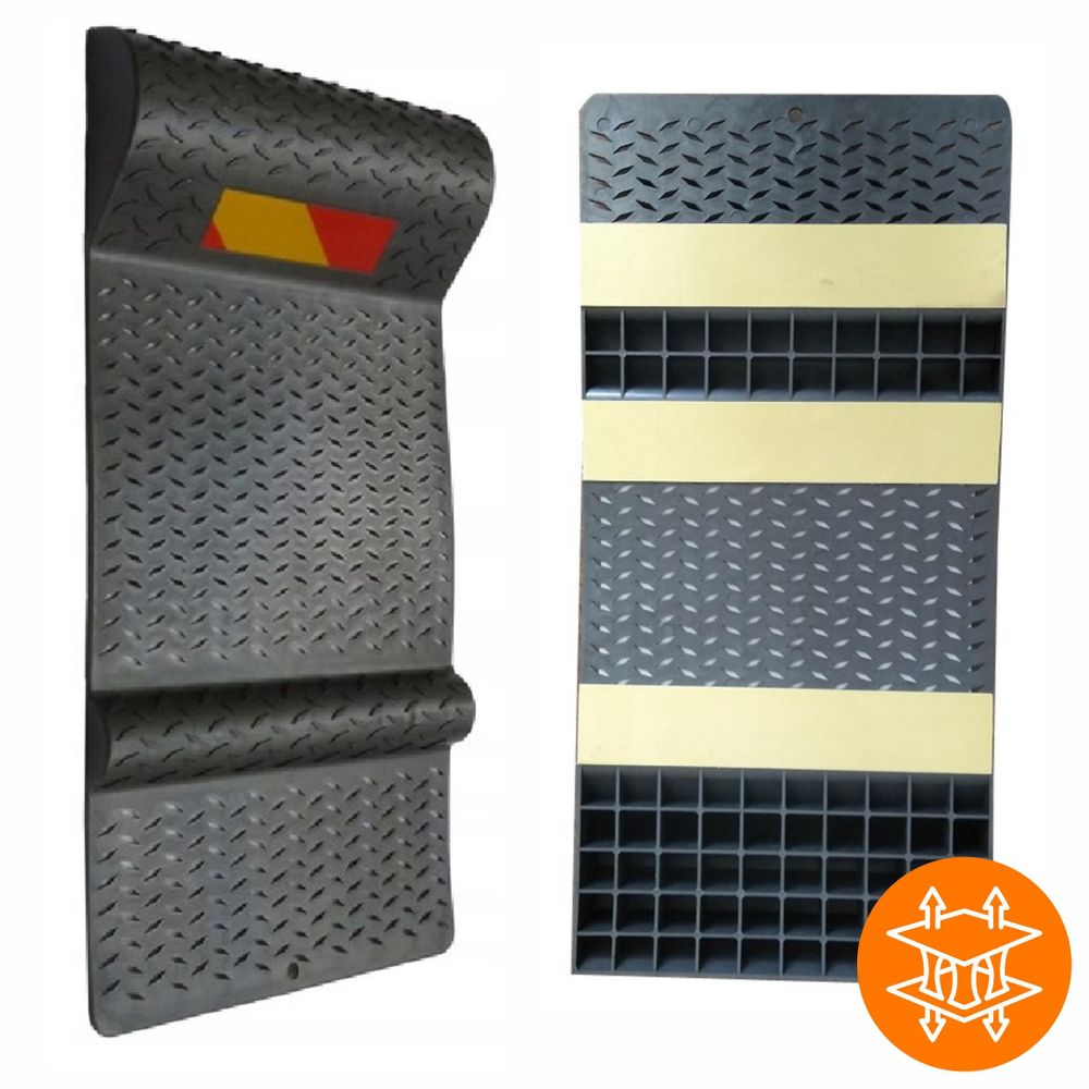 Einparkhilfe für Garage, Radstopper mit Reflektor, Parkplatzbegrenzer selbstklebend oder zum Schrauben, 53x25x5 cm, EVI GARAGE, Anthrazit