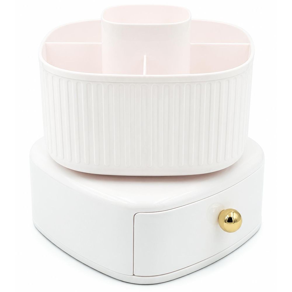 WELLHAUS Kosmetik Organizer drehbar 2 Etagen 360 Grad mit Schublade