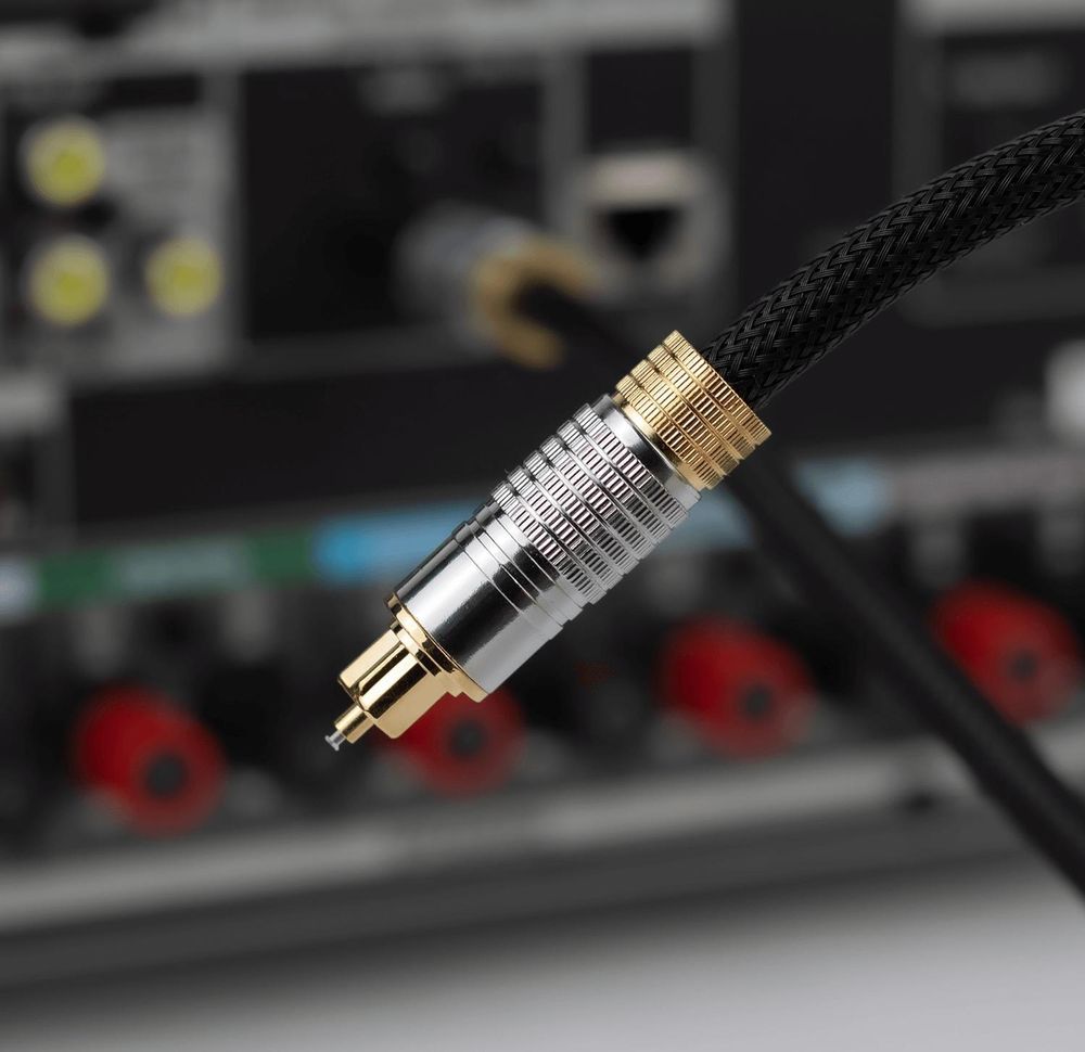 Toslink Kabel 10m Optisches Audiokabel SPDIF LWL Digitalkabel für Soundbar TV Receiver Heimkino 5.1 7.1 Sound Nylongeflecht Reagle Schwarz