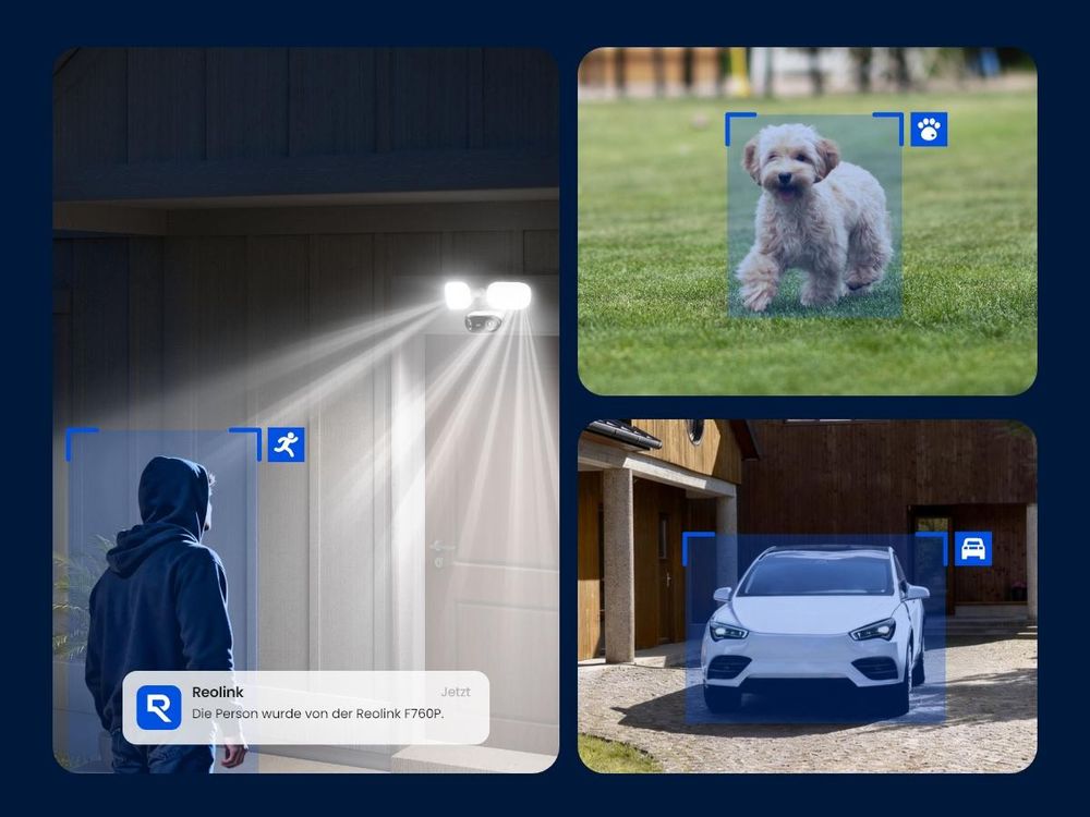 Reolink Elite Pro Floodlight PoE, 16MP 180° PoE Dual-Objektiv Flutlicht überwachungskamera Outdoor, 2800 Lumen, KI-Videosuche, Smart-Erkennung