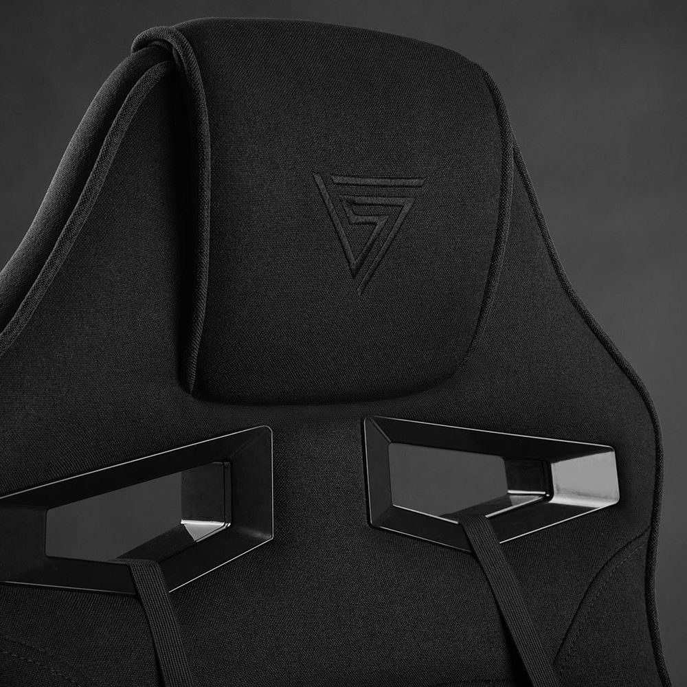 SENSE7 Knight Gaming Krzesło z tkaniny Czarne - Ergonomiczne krzesło biurowe Krzesło biurkowe Krzesło dla graczy Krzesło obrotowe Krzesło dla graczy PC 120 kg Krzesło