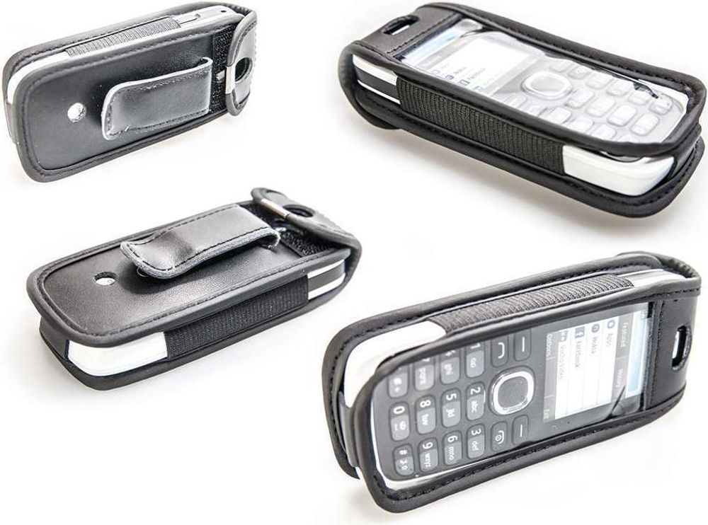 caseroxx Ledertasche mit Gürtelclip kompatibel mit Nokia 113 aus Echtleder, Tasche mit Gürtelclip und Sichtfenster