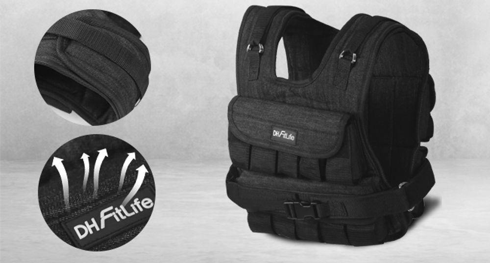 DH FitLife Gewichtsweste 10kg verstellbar - Kompakt & stabil für Muskelaufbau/Krafttraining, Lauf/Fitness (Damen/Herren) | Fitnessweste Trainingsweste