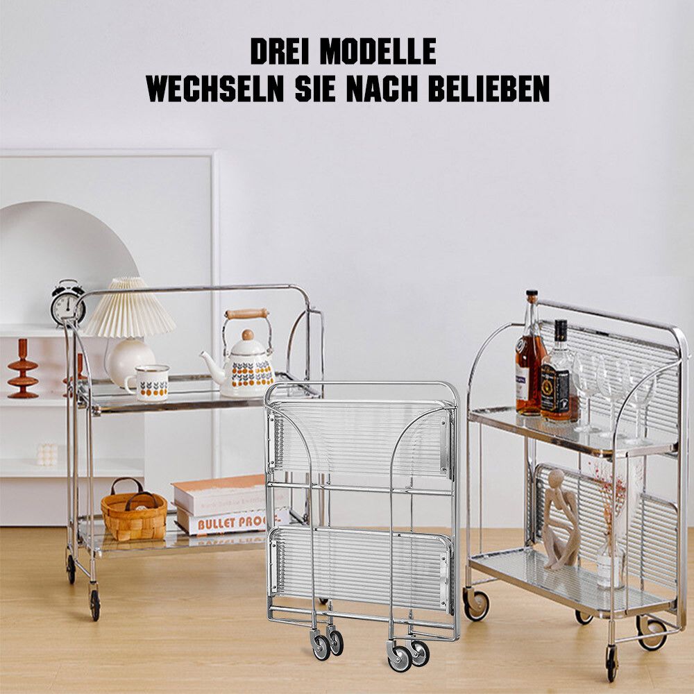 Edelstahl Servierwagen 2 Ebenen 68×40×80 cm – Rollwagen Küchenwagen aus Edelstahl, stabiler Servierwagen für Gastronomie, Hotel, Restaurant, Küche