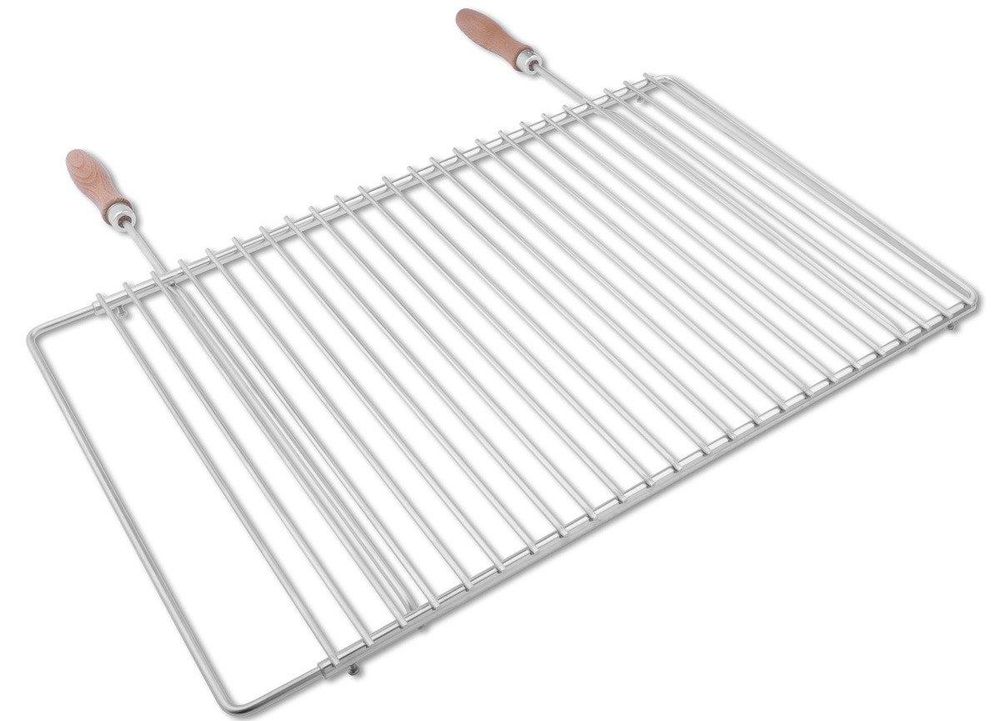 DEOS Verstellbarer Grillrost aus Edelstahl 55–65 × 37 cm mit Holzgriffen – zusätzliche Produktansic…
