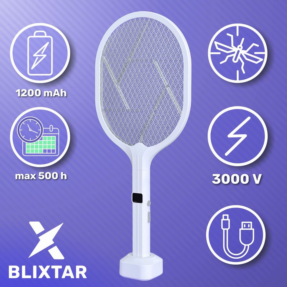 Elektrische 2in1 Insektizide Moskito Fliegenfalle LED Licht Fliegenklatsche Mücken Insektenvernichter BLIXTAR