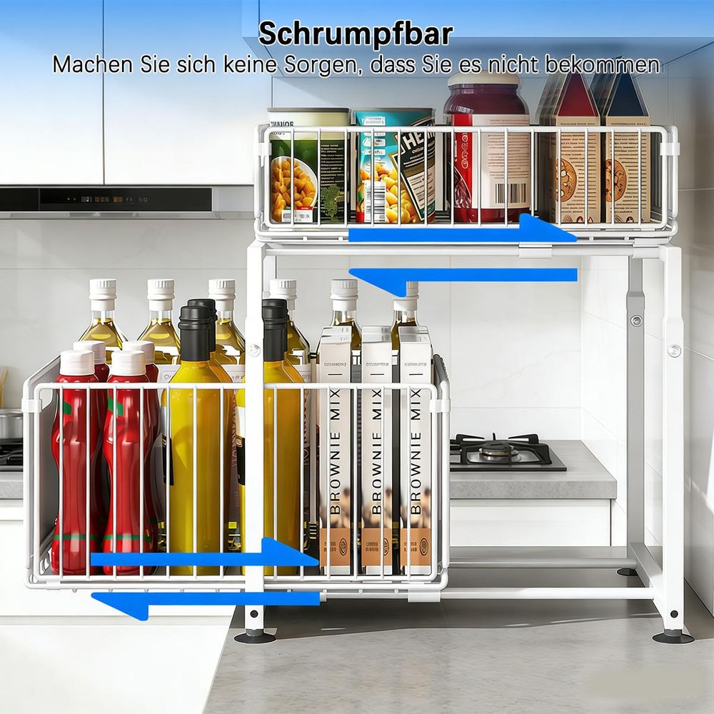 Küchenschrank Organizer 2 Etagen Unter Waschbecken Regal, Spülschrank Organizer, Schubladenregal Weiß