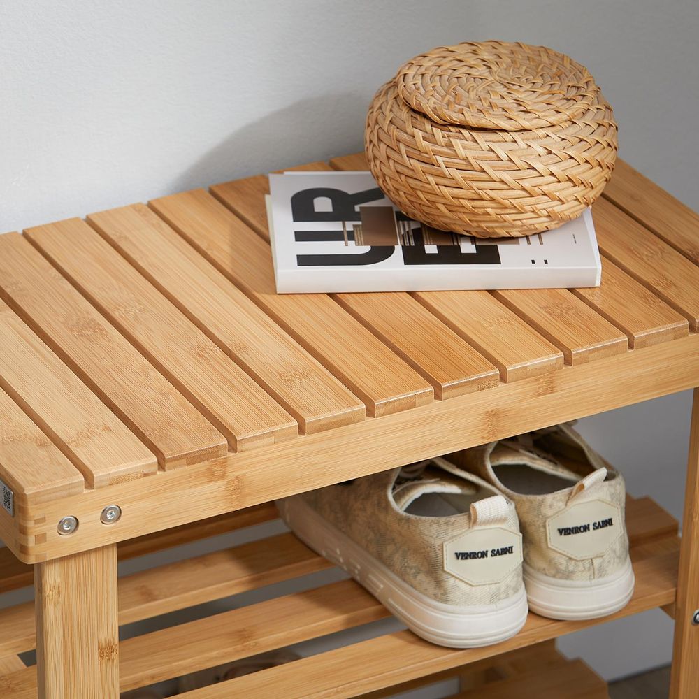 SoBuy Schuhregal Sitzbank Schuhbank aus hochwertigem Bambus FSR02-K-N