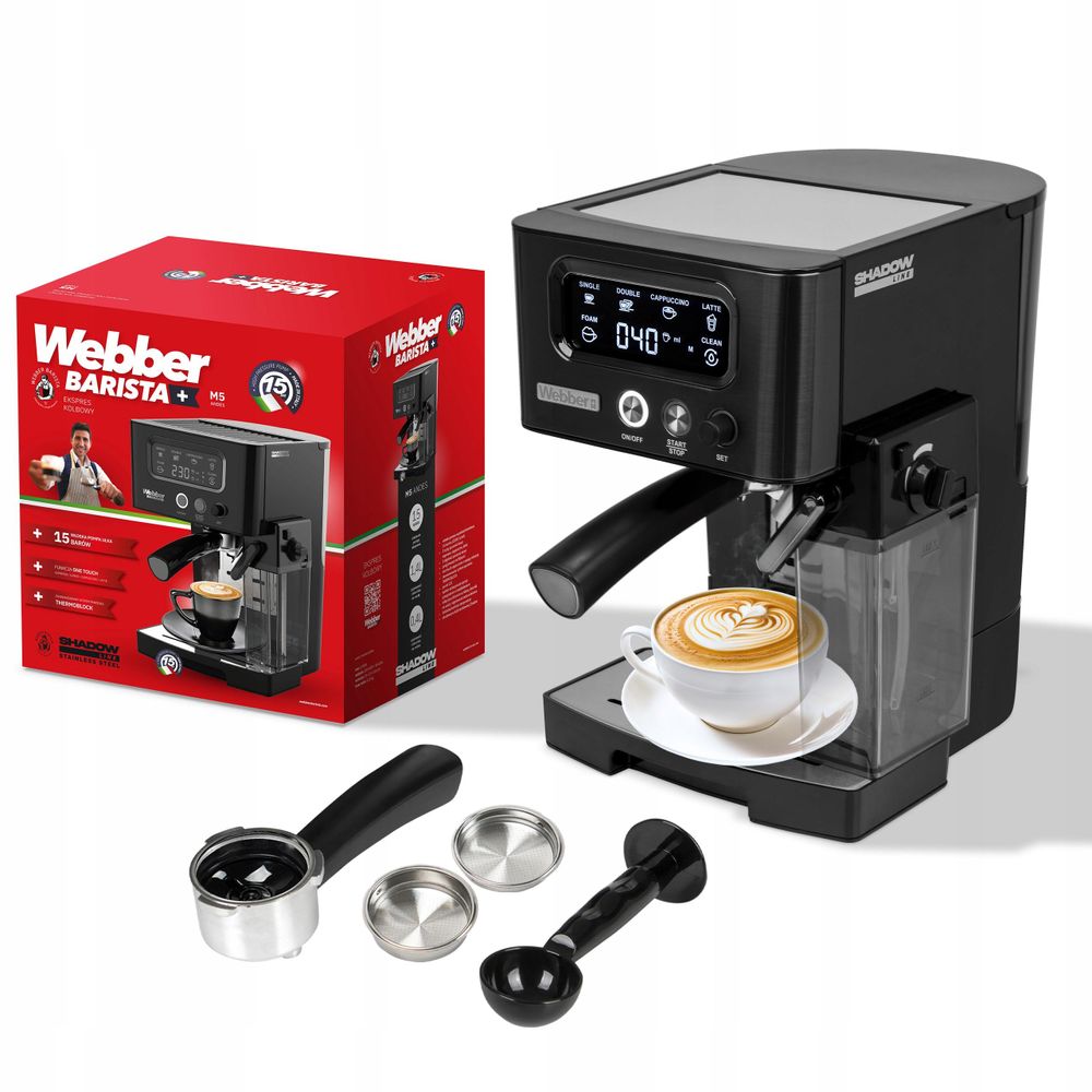 Čtyři druhy kávy Espresso Lungo Cappuccino a Latte Webber BARISTA M5