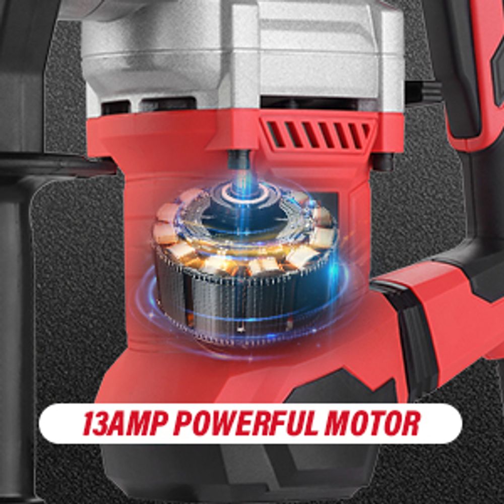 TEENO SDS-Plus 1500W Bohrhammer mit 6-Gang-Geschwindigkeiten, 4 Funktionen und Sicherheitskupplung – Professionelles Werkzeug für Beton, Metall usw.
