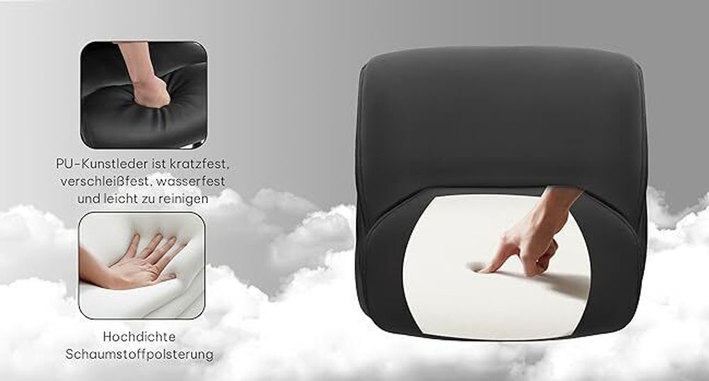 EUGAD Bürostuhl ergonomisch, Chefsessel 150 kg, Drehstuhl mit Rollen, hochklappbare Armlehnen, Sitzfläche aus PU, Schwarz