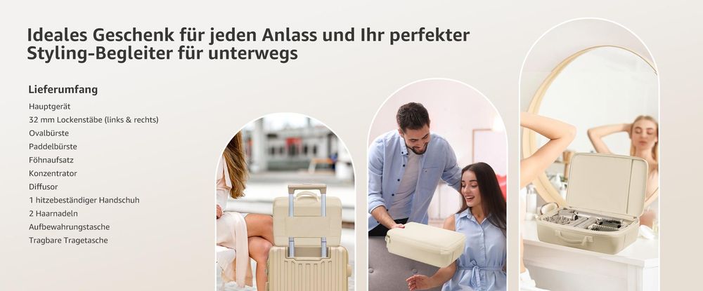 MCURO Warmluftbürste 7-in-1 Multihaarstyler 110000 U/Min,Lockenstab Auto-Wrap Ionen Föhn Airstyler,Hairstyler,Haartrockner,Lockenstab & Glätteisen,mit Reisebox