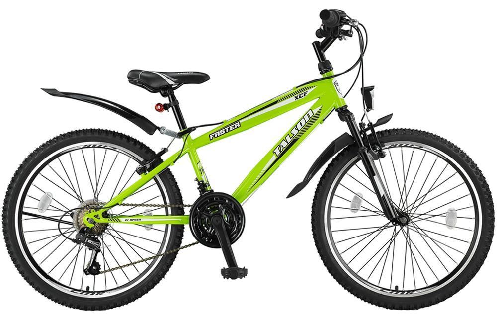 24 Zoll Mountainbike Fahrrad mit Gabelfederung & Beleuchtung 21-GANG SHIMANO FSTR GREEN