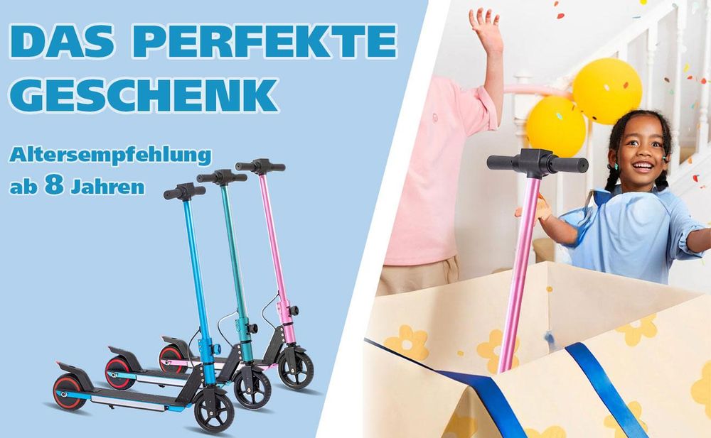 Draixcor Elektro-Kinderroller 6,5 Zoll E-Roller für Kinder 6-15 Jahre, klappbar, LED-Display, Licht, Vollgummireifen, Fußbremse, ca. 5-8 km Reichweite