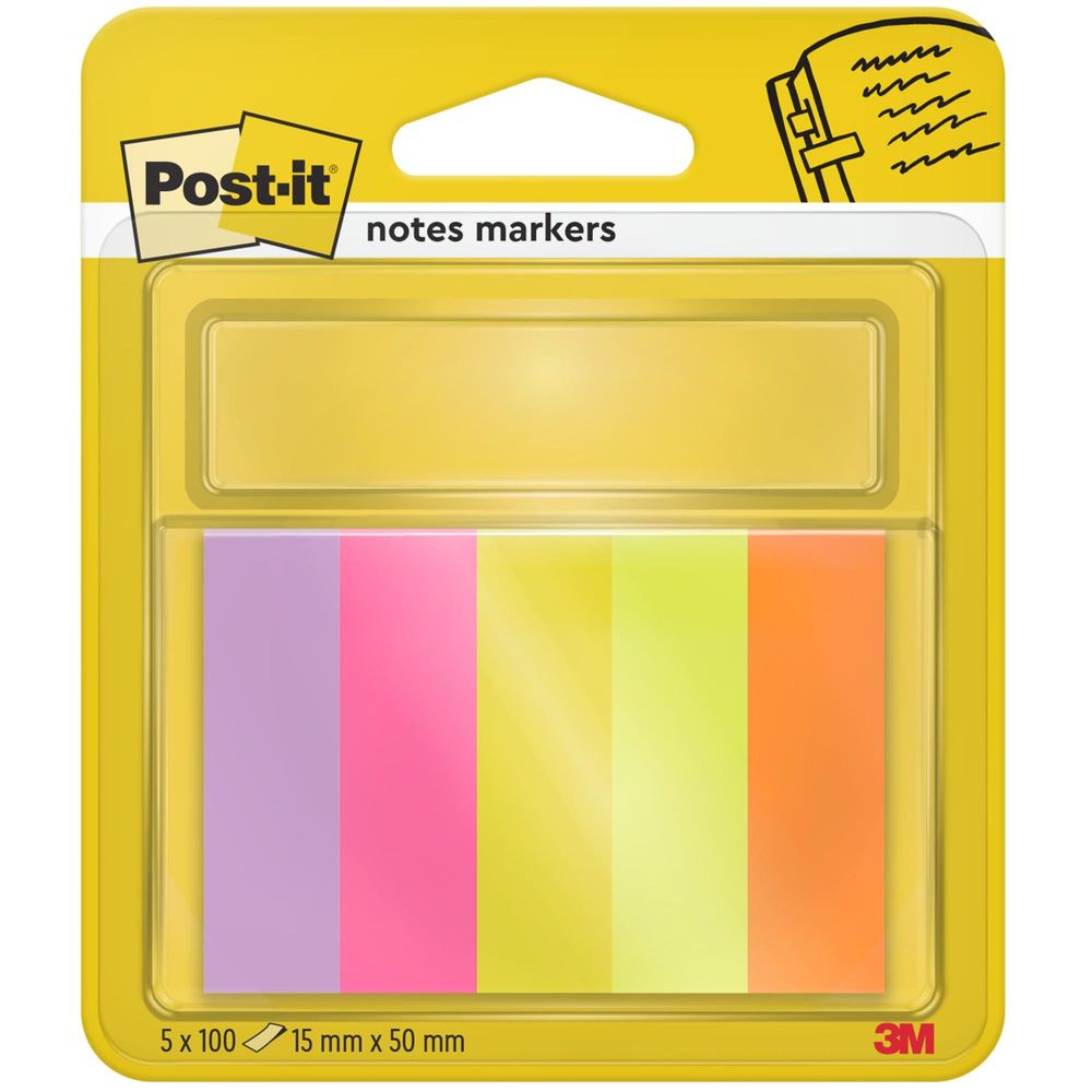 Post-it® Page Marker Farbenmix Haftnotizen 15x50mm 5 Blöcke 100 Blatt