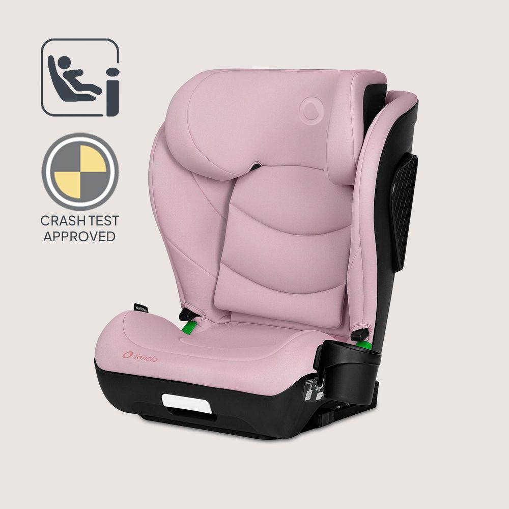 Kindersitz Neal i-Size 100-150 cm, bis 12 Jahren, Verstellbare Kopfstütze, Zusätzliches Seitenschutzsystem, Neigungsverstellung der Rückenlehne Pink