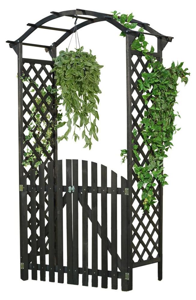 Rosenbogen mit Tor Pergola Rankhilfe Torbogen Spalier Holz R