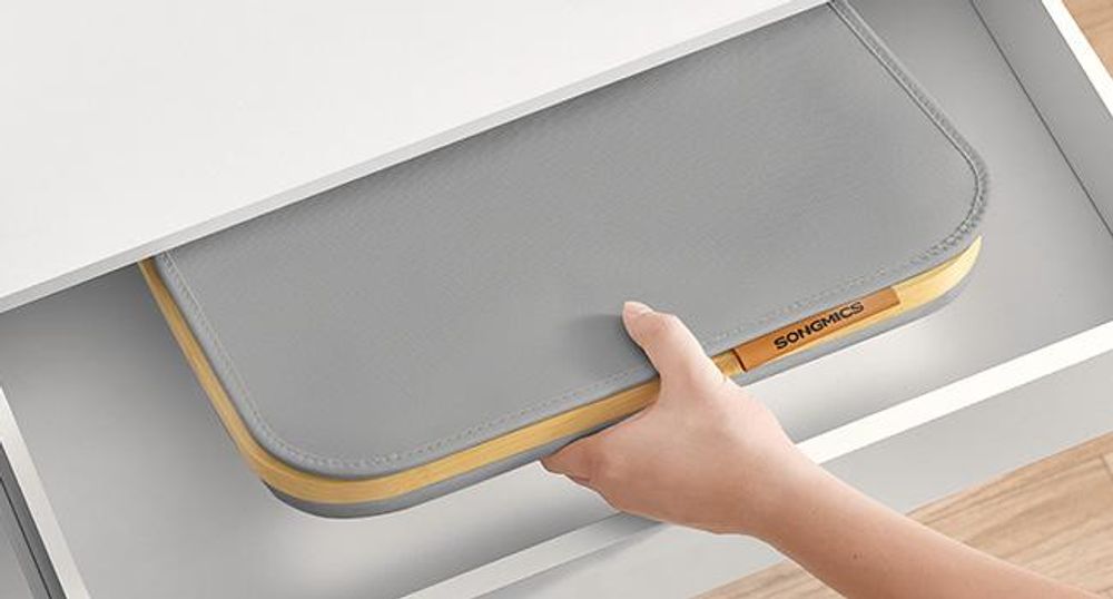 SONGMICS Wäschekorb mit Deckel, 90 L, herausnehmbarer Wäschesack, Griffe aus Bambus