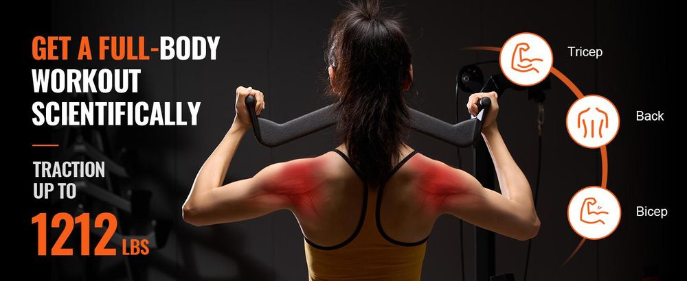 VEVOR LAT Pulldown Aufsätze, Kabelmaschine Ruder T-Bar V-Bar 5 Set, Trizeps Zugstange, Rückenstärkung Gummi-beschichteter Griff, Bizeps Curl Trizeps LAT Pulldown Stange für das Heimfitnessstudio