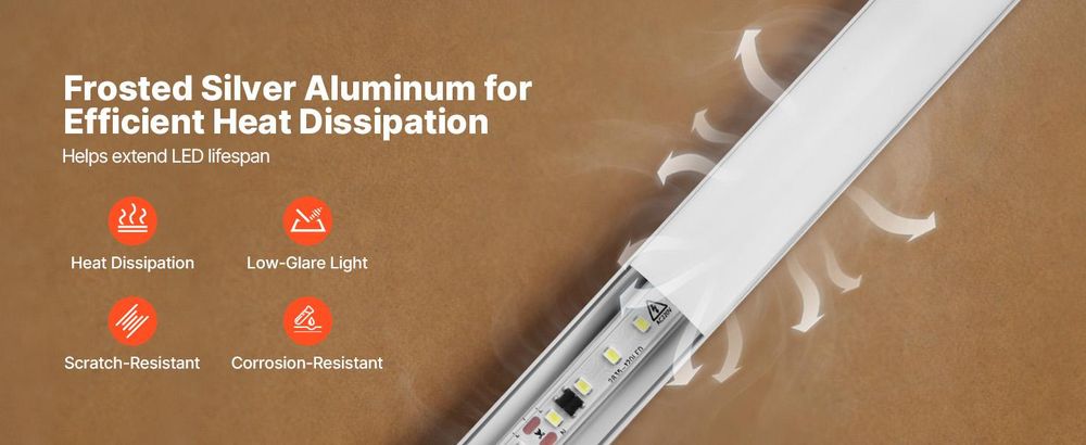 VEVOR 10er-Pack 6,6 ft/2M V-förmiger LED-Aluminiumkanal mit milchigem Deckel, Endkappen und Montageschienen, Aluminiumprofil für LED-Streifeninstallationen, einfache Installation, für Unterbauküchenarbeitsplatten, 1 m-a, V-Form-a