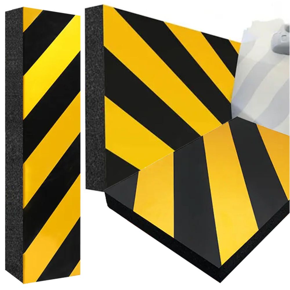 Wandschutz Garage 50x10x1,5cm, reflektierender Türkantenschutz selbstklebend, Garagenschutzmatte Schaumstoff für Auto & Parkplatz, EVI Protector F50