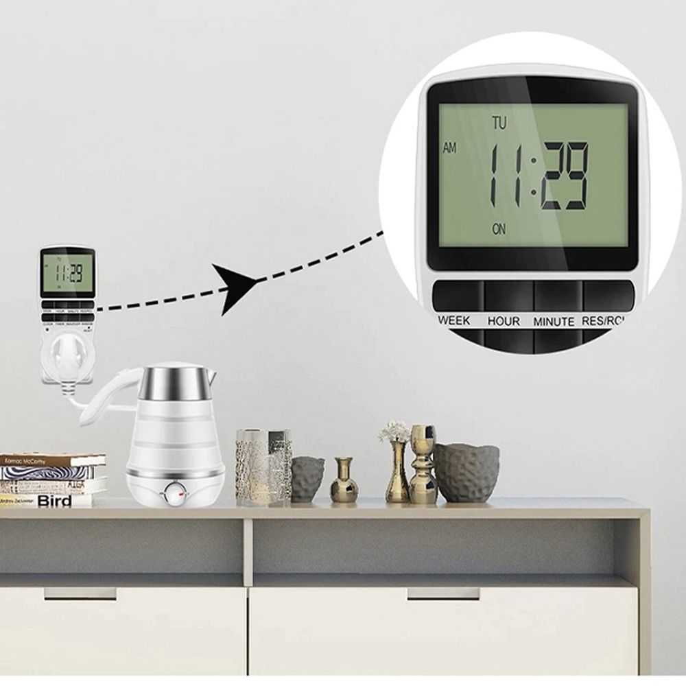 Zeitschaltuhr Digitale Steckdose 10 Programmierbar 230V Schalter Timer mit LCD Display Wochentimer 12-24h 7 Tage Woche für Beleuchtung Retoo