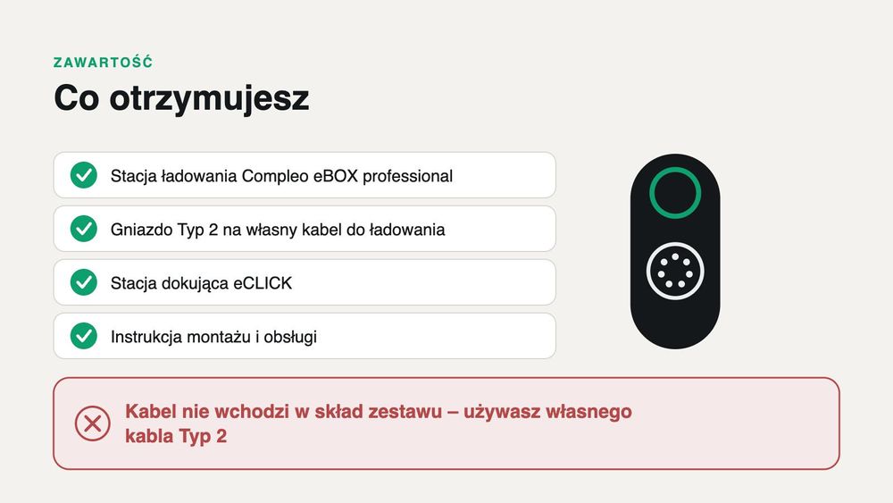 22 kW trójfazowo – z własnym kablem Typ 2