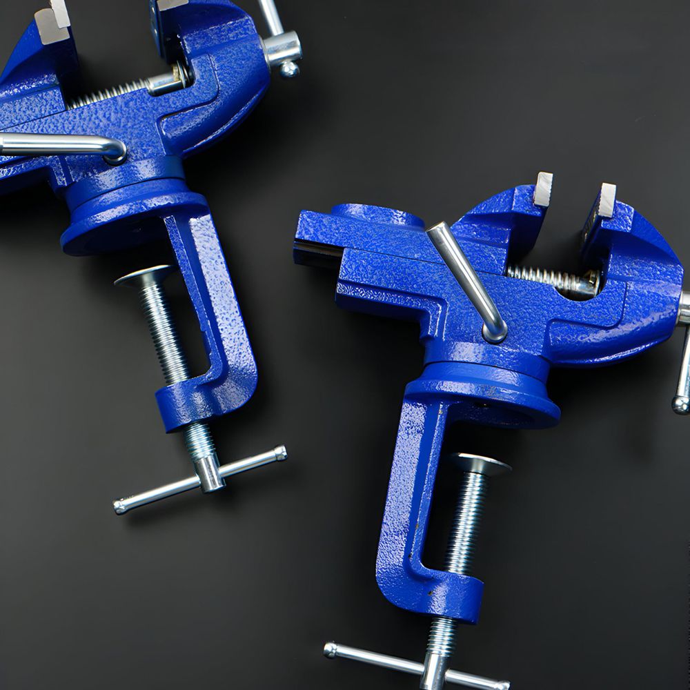 Schraubstock Werkbank Werkbankschraubstock 50mm Spannweit 360 Drehbar Feststehend Parallelschraubstock Parallel-Schraubstock Werkstatt Blau Retoo