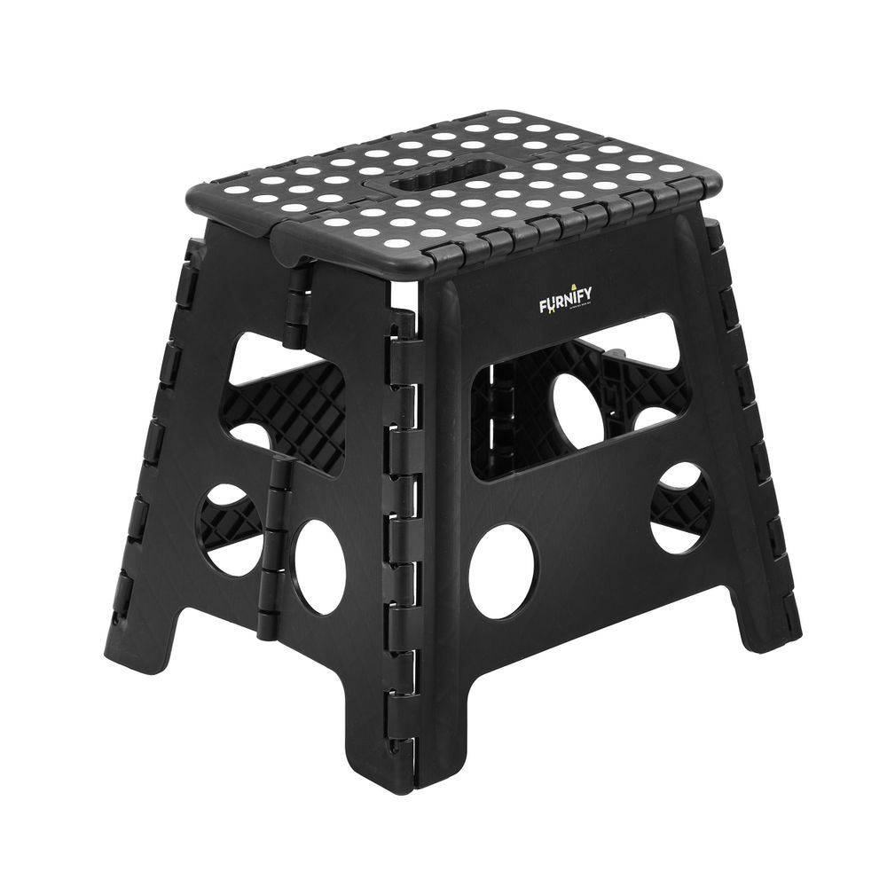 FURNIFY® Klapphocker QUICKSTEP Haushaltshocker | Faltbarer Tritthocker Klapptritt | Schwarz