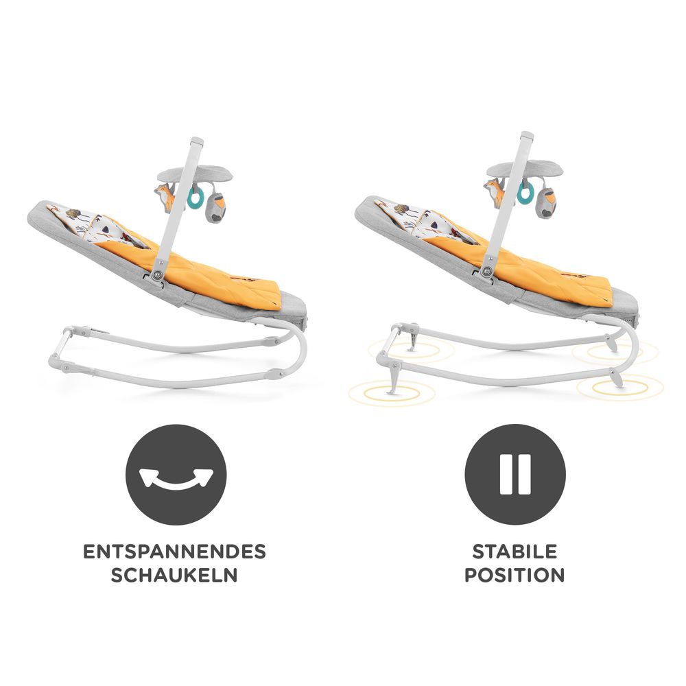 Kinderkraft FELIO 2 Babywippe - 2-in-1 Babyliege - Schaukelfunktion - Vibrationen & Musik - Mit Spielbügel & Zubehör - Waschbarer Bezug - Gelb