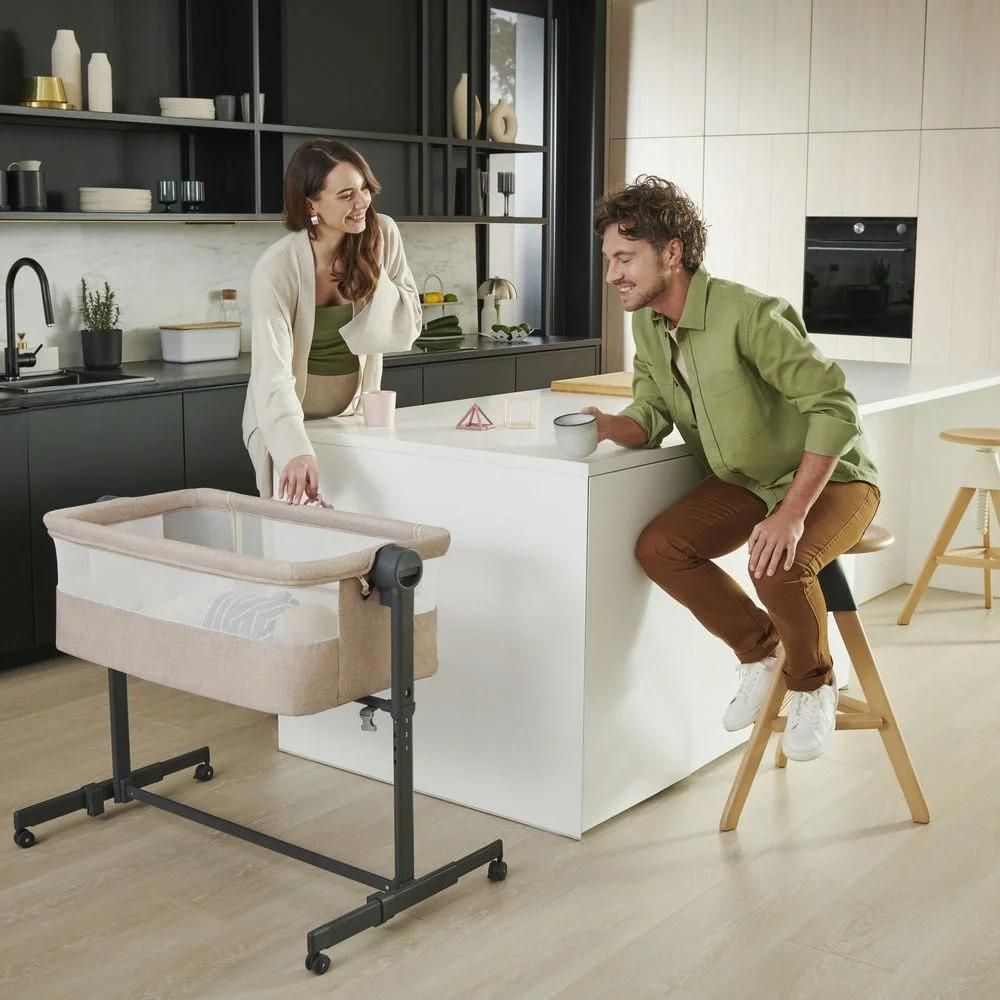 Kinderkraft Beistellbett 2in1 NESTEE UP 2 - Kinderbett, Matratze im Set, 2-stufige Neigungsregelung,  Grau