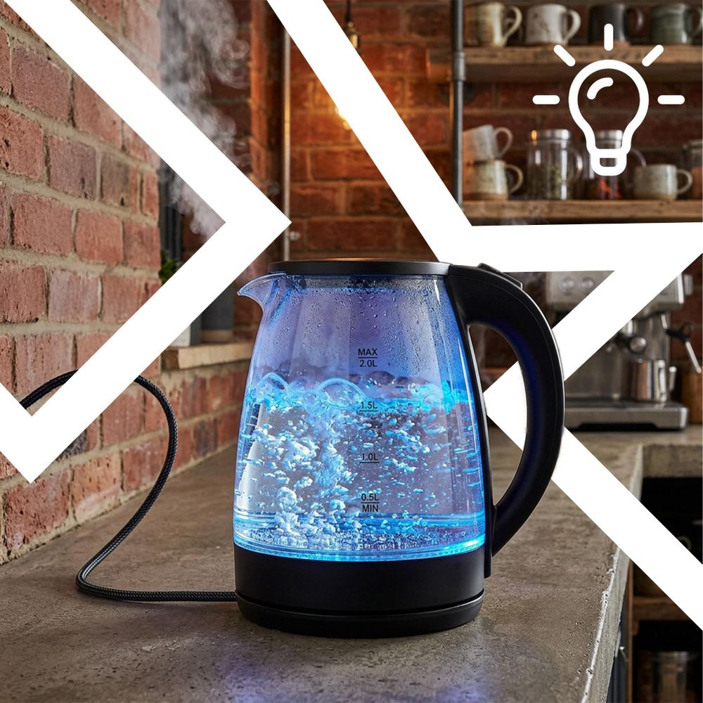 Blaue LED-Beleuchtung im transparenten Glasgehäuse