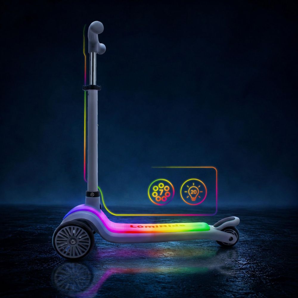 Step met felgekleurde LED-verlichting in het donker