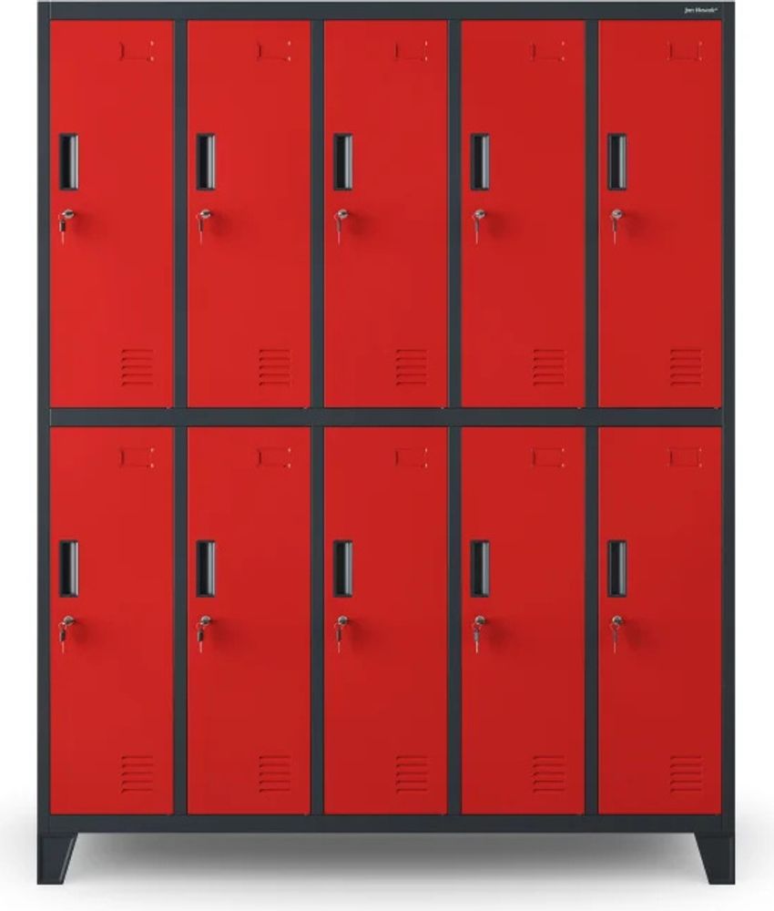 Schließfachschrank Spind Umkleideschrank anthrazit-rot 172x136x45
